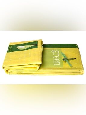 Cotton Fantasy Queen Yellow Green Flowers Duvet Cover Shams Flat Sheet